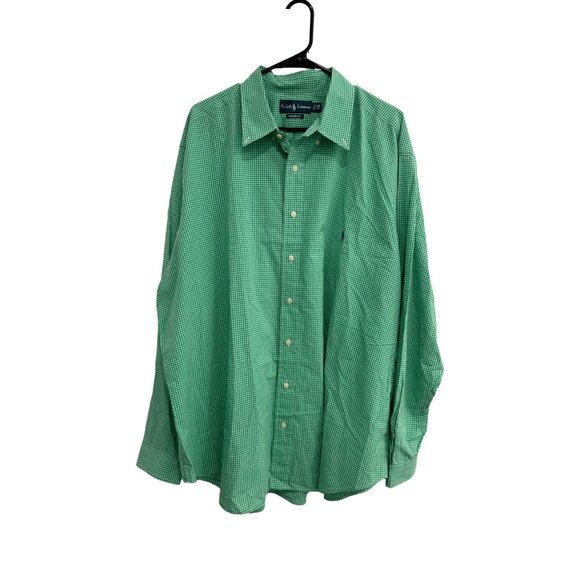 Ralph Lauren Mens Classic Fit Green Gingham Button Down Shirt 2XB - Picture 1 of 9